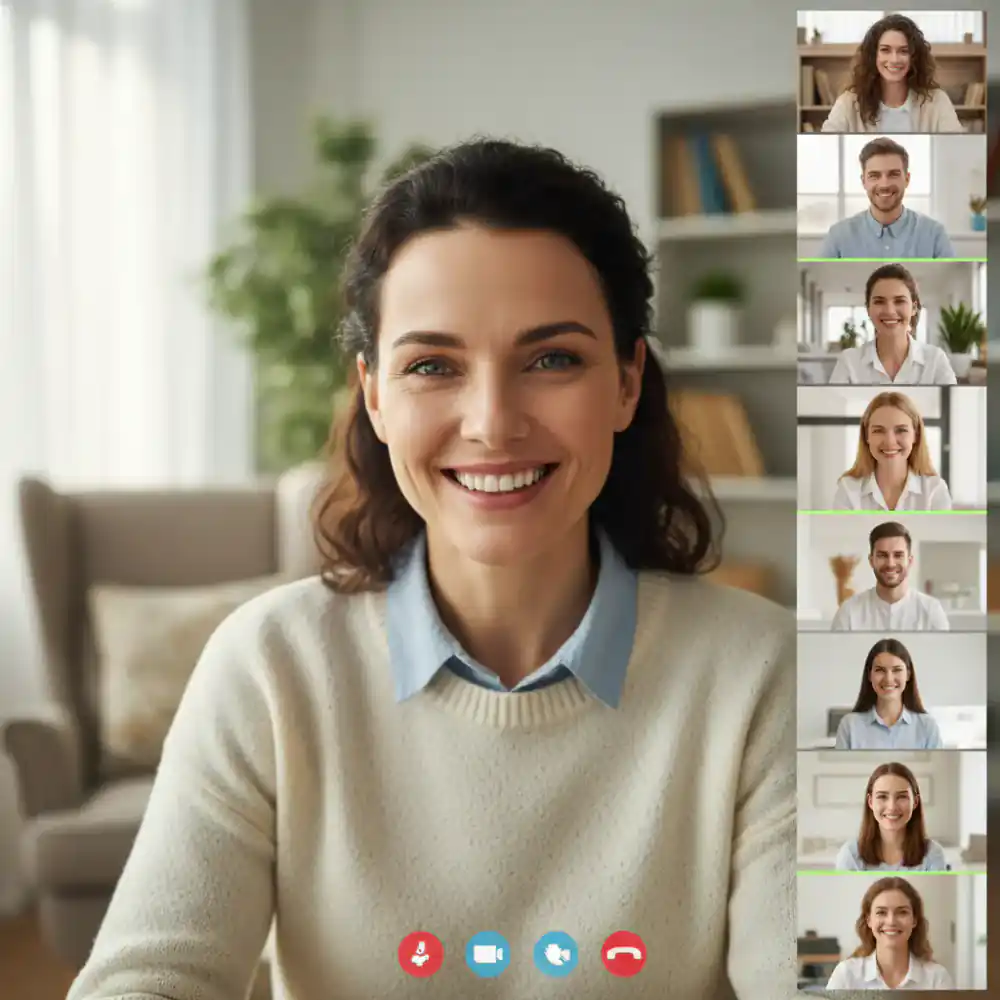 Tutor smiling during a video call