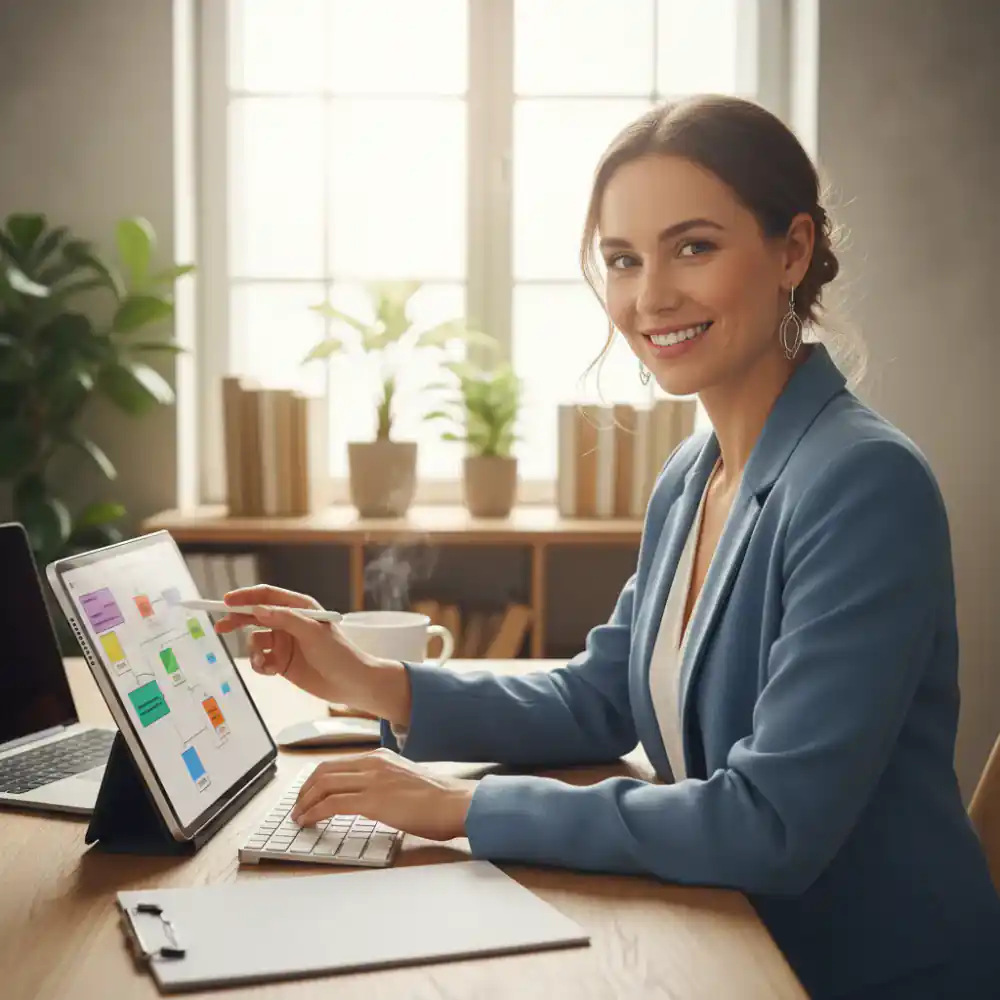 Tutor adjusting lesson plan digitally